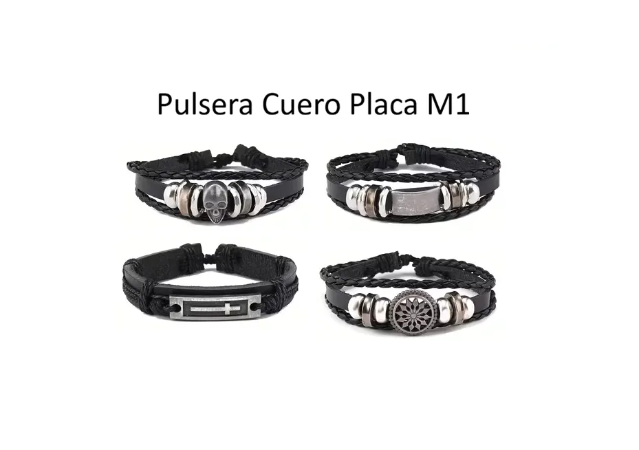 Pulsera cuero placa m1.webp