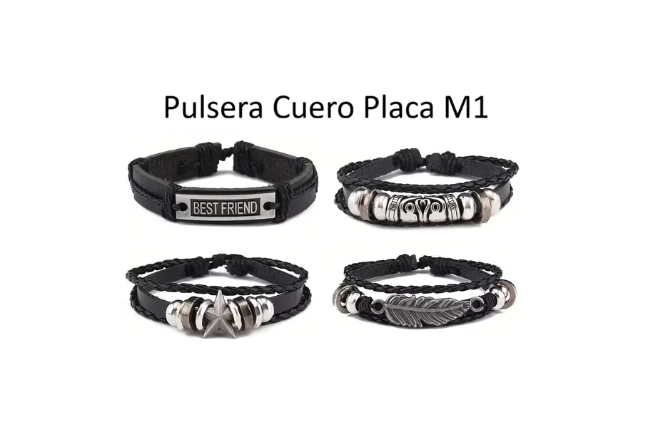 Pulsera cuero placa m1.webp