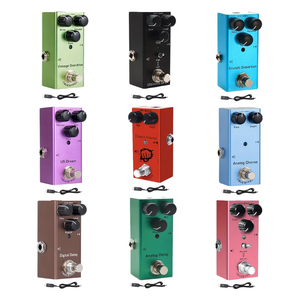 Pedal Efectos EKOS, MINI analógico, Distorsion, Delay, JDF-04, análogo, JDF-02