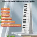 Piano 61 teclas Plegable USB LED, Organeta MOTION MPP61-W Teclado electrónico con Estuche