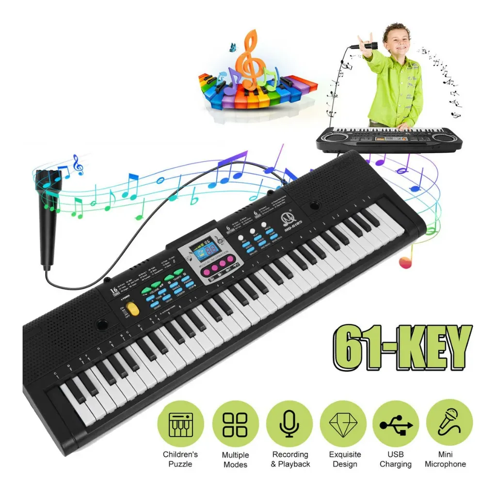 Piano 61 teclas MINI, Organeta MQ 6185 Teclado electrónico, varios colores.