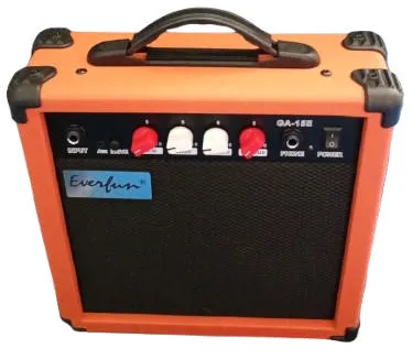 AMPLIFICADOR GUITARRA ELECTRICA EVERFUN15W GA15E negro, azul, naranja