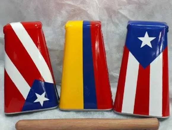 Cencerro Mano Profesional Banderas Puerto Rico, Colombia y otros colores CEN-RM, campana. Diferentes Medidas