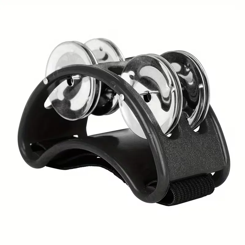 Tambourine pie Media Luna, 1 fila, EKOS Pandereta, pandero, pequeño (Negro)