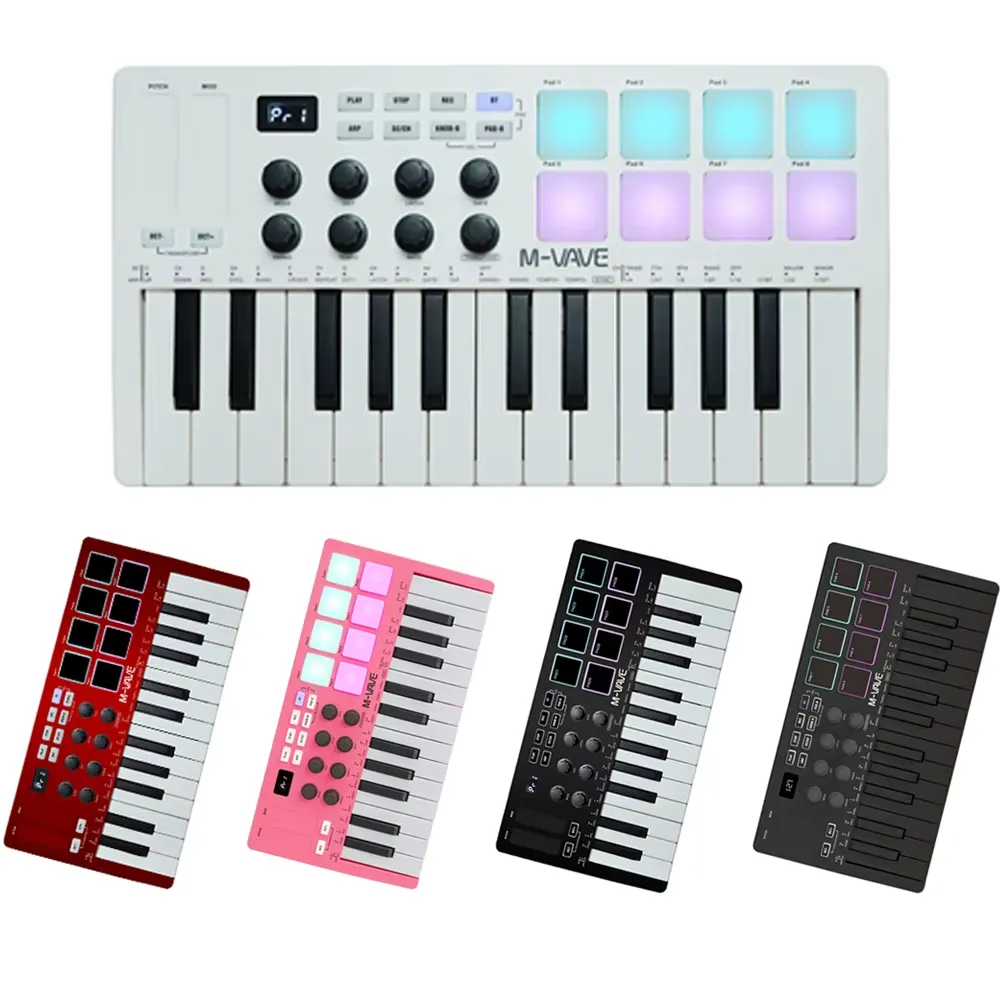 Controlador MIDI 25 teclas, M-VAVE, AKAI, Bluetooth, USB, piano, teclado, SMK25, II, mini, MPK MK3, 8/16 PAD Strike