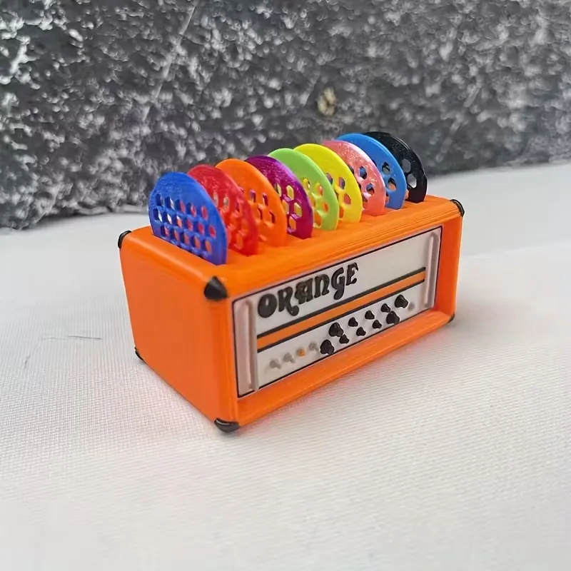 [pppca] PORTA PICK, púa, plectro, pajuela, pluck, uña. uñeta, plumilla, llavero, Amplificador, Orange, guitarra, (Porta Pick Plástico Colores Adhesivo)