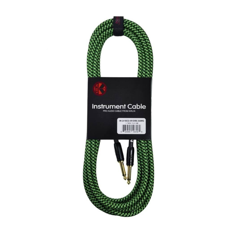 [IW241BCG6M-GRB] Cable Línea Profesional 1/4" Mono para Instrumento Kirlin Verde