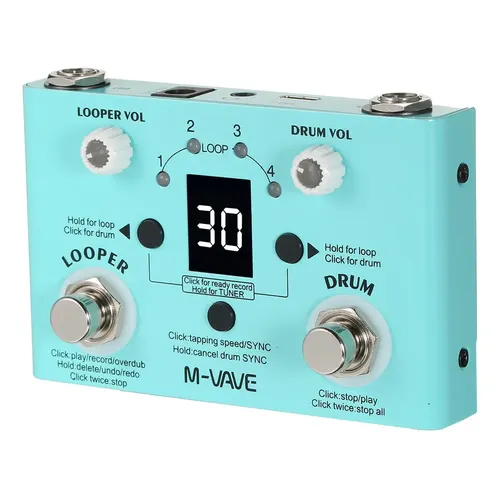 Pedal M-VAVE Lost Tempo Looper, Máquina de ritmos, Afinador