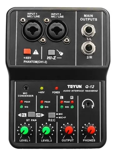 [Q12] Mezcladora Interfaz USB 2 Canales +48V Teyun Q-12