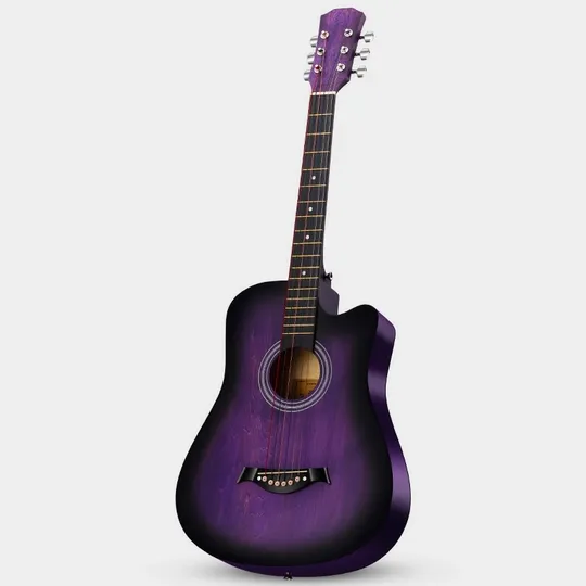 Guitarra Folk Morada Mate con Estuche Sencillo