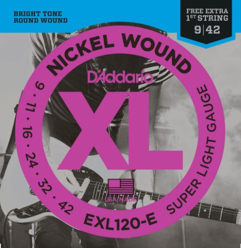 Encordado Guitarra Electrica D'Addario Nickel Wound XL 9-42 (Primera Adicional) EXL-120E