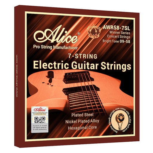 [AWR587SL] Encordado Guitarra Eléctrica 7 Cuerdas Alice 9-58